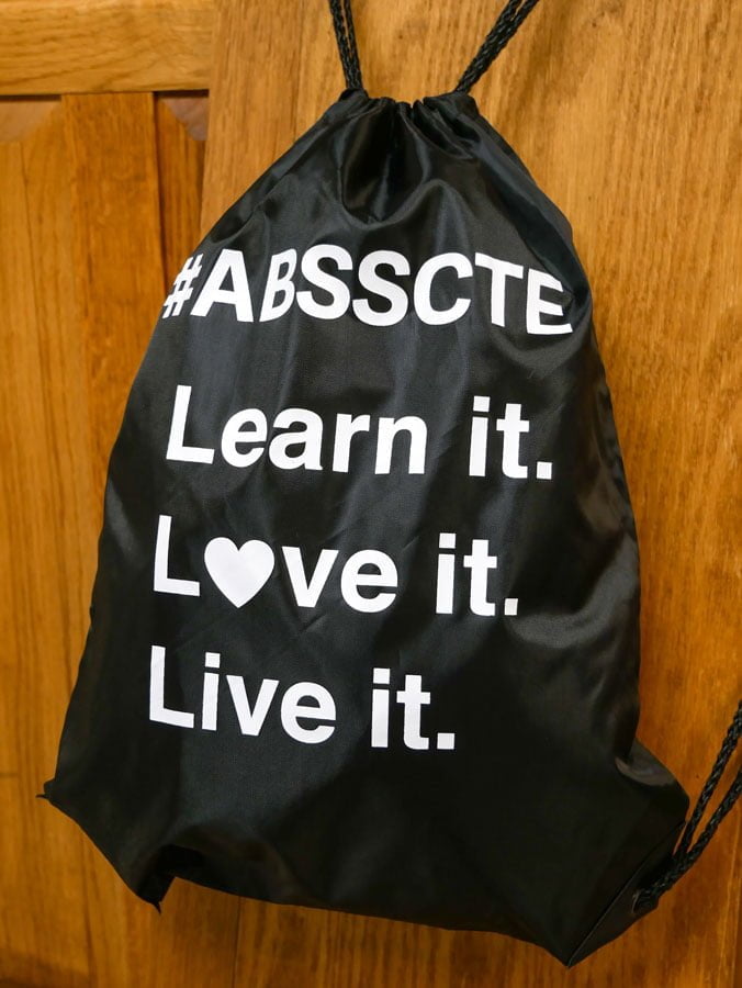 nylon tote bag for a local school system's students