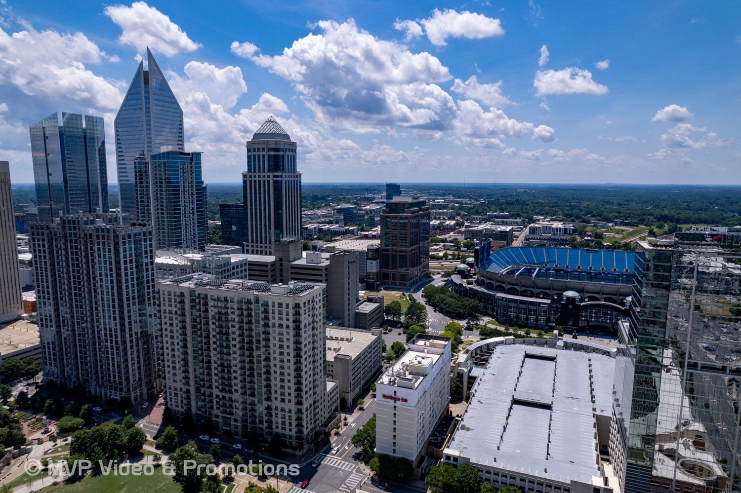 aerial photograph of Charlotte, NC taken by a drone