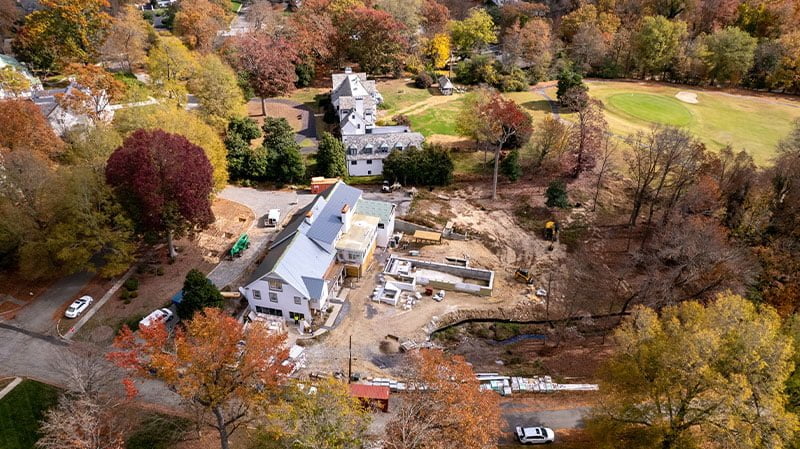Aerial photograph of home under construction in High Point, NC
