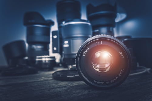 DSLR cameras and lenses used for professional business photography